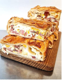 Catering menu - bacon and egg pie